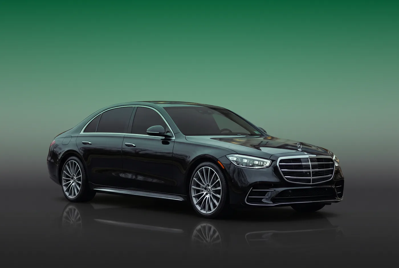 Black Mercedes-Benz S-Class luxury sedan